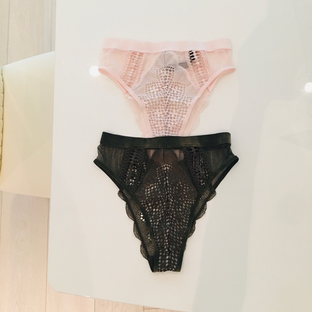 VICTORIAS SECRET Lot of 2 Velvet Lace Cheeky Panties size XS